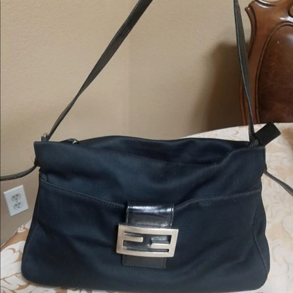 Authentic Black Nylon Fendi Bag Purse